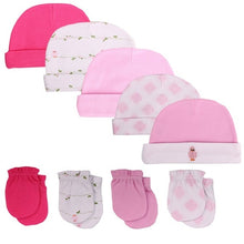 Load image into Gallery viewer, Baby Hat and Mittens Girl Boy Cap Socks Comfy Infant Hat &amp; Gloves Cotton Toddler Newborn Baby Accessorise For 0-6
