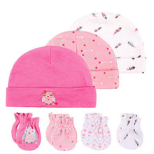 Load image into Gallery viewer, Baby Hat and Mittens Girl Boy Cap Socks Comfy Infant Hat &amp; Gloves Cotton Toddler Newborn Baby Accessorise For 0-6
