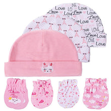 Load image into Gallery viewer, Baby Hat and Mittens Girl Boy Cap Socks Comfy Infant Hat &amp; Gloves Cotton Toddler Newborn Baby Accessorise For 0-6
