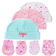 Load image into Gallery viewer, Baby Hat and Mittens Girl Boy Cap Socks Comfy Infant Hat &amp; Gloves Cotton Toddler Newborn Baby Accessorise For 0-6
