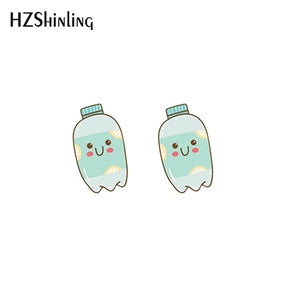 2019 New Kawaii Animals Acrylic Earring Sweetie Resin Earring Cat Dog Dinosaur Epoxy Shrink Dinks Earrings