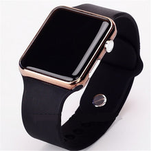 Load image into Gallery viewer, 2017 new hot Square Mirror Face Silicone Band Digital Watch Red LED Watches Metal frame WristWatch Sport Clock Hours
