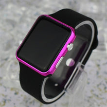 Load image into Gallery viewer, 2017 new hot Square Mirror Face Silicone Band Digital Watch Red LED Watches Metal frame WristWatch Sport Clock Hours
