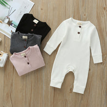 Load image into Gallery viewer, 2019 Baby Spring Autumn Clothing Newborn Infant Baby Boy Girl Cotton Romper Knitted Ribbed Jumpsuit Solid Clothes Warm Outfit
