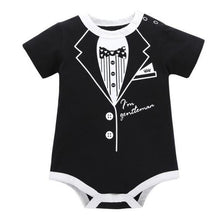 Load image into Gallery viewer, Newborn Baby Clothing Summer Gentleman Rompers 0-12M Infnat Boys Cotton Jumpsuit Male Bebe Body Clothes Tie Print Short Sleeve
