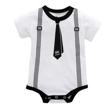 Load image into Gallery viewer, Newborn Baby Clothing Summer Gentleman Rompers 0-12M Infnat Boys Cotton Jumpsuit Male Bebe Body Clothes Tie Print Short Sleeve
