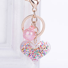 Load image into Gallery viewer, Keychain new fashion stereo key ring creative mobile phone bag car pendant keychain transparent heart-shaped cute love key acces
