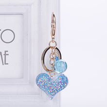 Load image into Gallery viewer, Keychain new fashion stereo key ring creative mobile phone bag car pendant keychain transparent heart-shaped cute love key acces
