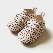 Load image into Gallery viewer, Genuine Leather Baby shoes Leopard print Baby Girls Soft shoes Horse hair Boys First walkers Lace Baby moccasins
