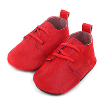 Load image into Gallery viewer, Genuine Leather Baby shoes Leopard print Baby Girls Soft shoes Horse hair Boys First walkers Lace Baby moccasins
