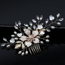 Load image into Gallery viewer, MOLANS Luxury Hairpin For Women Hair Combs Headdress Prom Bridal Wedding Crown Elegant Hair Accessories Gold Leaves Headwear 1PC
