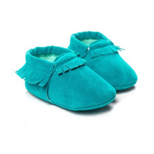 Load image into Gallery viewer, 13 COLORS PU Suede Leather Newborn Baby Boy Girl Baby Moccasins Moccs Shoes Bebe Fringe Soft Soled Non-slip Footwear Crib Shoes
