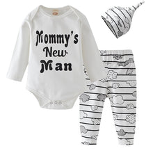 Load image into Gallery viewer, Baby Boy Clothes 2020 Autumn Baby Girl Clothing Sets Newborn Cotton Printed Long Sleeved T-shirt+pants+cap Kids 3pcs Suit
