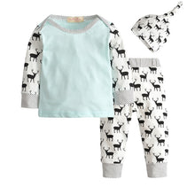 Load image into Gallery viewer, Baby Boy Clothes 2020 Autumn Baby Girl Clothing Sets Newborn Cotton Printed Long Sleeved T-shirt+pants+cap Kids 3pcs Suit
