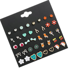 Load image into Gallery viewer, Luokey 2020 New Arrival Stud Earrings Set For Women Cute Rainbow Butterfly Flower Enamel Gold Stud Earrings Korean Charm Jewelry
