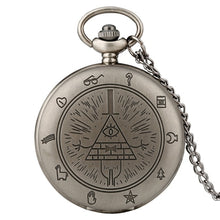 Load image into Gallery viewer, Eye of Providence Weird Town Triangle Devil Quartz Pocket Watch Gravity Bill Cipher Fall Time Gem Necklace Pendant Clock Gifts
