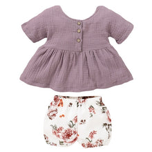 Load image into Gallery viewer, Emmababy Newly Summer Infant Baby Girl Newborn Cotton Linen Outfit Set Fashion Little Girls Button Top+Shorts Dropship
