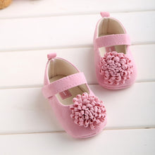 Load image into Gallery viewer, Candy Colors Newborn Baby Prewalker Soft Bottom Anti-slip Shoes Footwear Classic Princess Girl Crib Mary Jane Big Flower Shoes
