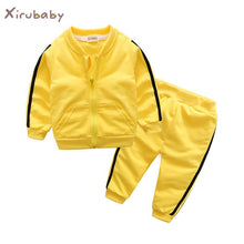 Load image into Gallery viewer, 2018 autumn fashion baby girl clothes cotton long sleeve solid zipper jacket+pants 2pcs bebes tracksuit baby boy clothing set
