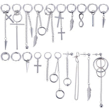 Load image into Gallery viewer, 20 pcs/set KPOP DNA Korean Earrings Stainless Steel Chain Feather Idol Men Women Rock Grunge Hipster Punk Stud Earrings Unisex
