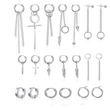 Load image into Gallery viewer, 20 pcs/set KPOP DNA Korean Earrings Stainless Steel Chain Feather Idol Men Women Rock Grunge Hipster Punk Stud Earrings Unisex
