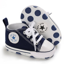Load image into Gallery viewer, Baby Shoes Boy Girl Star Solid Sneaker Cotton Soft Anti-Slip Sole Newborn Infant First Walkers Toddler Casual Canvas Crib Shoes
