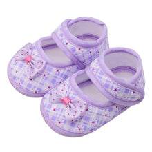 Load image into Gallery viewer, Cotton Baby Girls Shoes Infant First Walkers Toddler Girls Kid Bowknot Soft Anti-Slip Crib Shoes 0-18 Months
