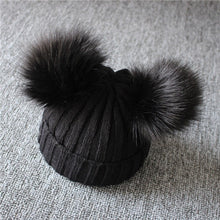 Load image into Gallery viewer, Children Winter Infant Newborn Kids Baby Wool Knitted Hat Cap Beanie With Two Double Pom Pom Beanie For Cute Boys Girl 1-3Years
