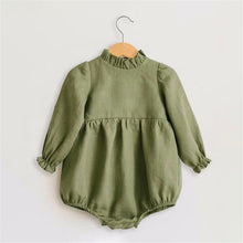 Load image into Gallery viewer, Baby Girl Rompers Solid Color Long Sleeve Baby Clothing Jumpsuits 0-24M 100% Cotton Linen Newborn Baby Girl Clothes
