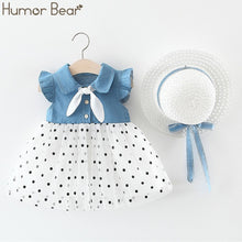 Load image into Gallery viewer, Humor Bear New Summer Baby Girl Clothes Strap Bow Vest + Floral Shorts + Fashion Hat 3Pcs Set Baby Clothing Suit Girls Clothes
