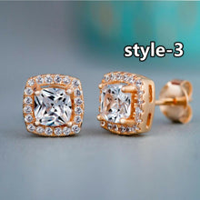 Load image into Gallery viewer, Huitan Fashion Geometric Women Stud Earrings Cubic Zirconia Wedding Party Daily Wearable Fashion Jewelry Hot Dropshipping
