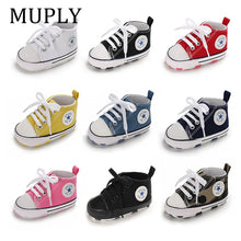 Load image into Gallery viewer, Baby Shoes Boy Girl Star Solid Sneaker Cotton Soft Anti-Slip Sole Newborn Infant First Walkers Toddler Casual Canvas Crib Shoes
