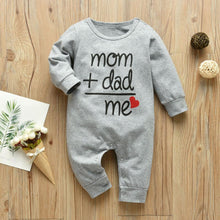 Load image into Gallery viewer, Baby Boys Girls Romper Cotton Long Sleeve Letter Mom Plus Dad Equal Me Jumpsuit Infant Clothing Autumn Newborn Baby Clothes
