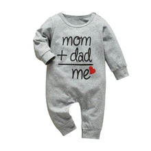 Load image into Gallery viewer, Baby Boys Girls Romper Cotton Long Sleeve Letter Mom Plus Dad Equal Me Jumpsuit Infant Clothing Autumn Newborn Baby Clothes
