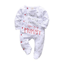 Load image into Gallery viewer, Baby Boys Girls Romper Cotton Long Sleeve Letter Mom Plus Dad Equal Me Jumpsuit Infant Clothing Autumn Newborn Baby Clothes
