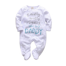 Load image into Gallery viewer, Baby Boys Girls Romper Cotton Long Sleeve Letter Mom Plus Dad Equal Me Jumpsuit Infant Clothing Autumn Newborn Baby Clothes
