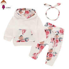 Load image into Gallery viewer, LILIGIRL Baby Girl Clothes Full Set With Headband 3 Pcs Newborn Outfits For Girl Red Infant First Fashion Baby Girl Clothing Set
