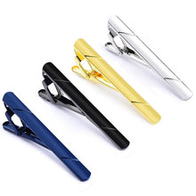 Load image into Gallery viewer, 1 pcs Exquisite Colourful Tie Clip For Men Metal Black Gold Tone Simple Bar Clasp Practical Black Navy Blue Necktie Clasp
