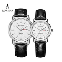 Load image into Gallery viewer, Couple Watch Luxury Lovers' Quartz Watch Gold Women Men Leather Strap Luxury Ultrathin Watch Fashion Watches RONMAR Brand
