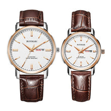 Load image into Gallery viewer, Couple Watch Luxury Lovers' Quartz Watch Gold Women Men Leather Strap Luxury Ultrathin Watch Fashion Watches RONMAR Brand
