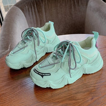 Load image into Gallery viewer, BLWBYL Sneakers Women Platform Casual Shoes Fashion Sneakers Platform Basket Femme Yellow Lace-Up Casual Chunky Shoes 40
