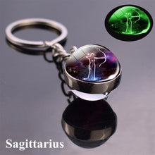 Load image into Gallery viewer, 12 Constellation Luminous Keychain Glass Ball Pendant Zodiac Keychain Glow In The Dark Key Chain Holder Men Women Birthday Gift
