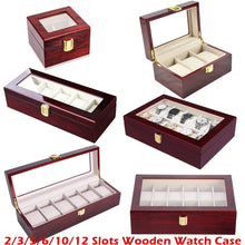 Load image into Gallery viewer, Luxury Wooden Watch Box Watch Holder Box For Watches Men Glass Top Jewelry Organizer Box 2 3 5 12 Grids Watch Organizer New D40
