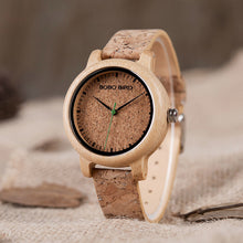 Load image into Gallery viewer, BOBO BIRD Lovers Watches Wooden Timepieces Handmade Cork Strap Bamboo Women Watch Luxury in Box Accept Logo Drop Shipping
