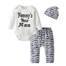 Load image into Gallery viewer, 3 Pcs Newborn Baby Boys Clothes Set Cloud Print Cotton Long Sleeve T-Shirt+Casual Solid Color Pant+Hat Infant Clothing Outfits
