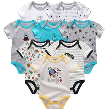 Load image into Gallery viewer, Baby Clothes 8Pcs/lots Unisex Newborn Boy&amp;Girl Rompers roupas de bebes Cotton Baby Toddler Jumpsuits Short Sleeve Baby Clothing
