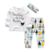 Load image into Gallery viewer, 3Pcs Newborn Baby Girl Clothes Set Cartoon Rabbit Pattern Long Sleeve T-shirt+Casual Pants+Headband Infant Clothing Outfits
