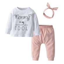 Load image into Gallery viewer, 3Pcs Newborn Baby Girl Clothes Set Cartoon Rabbit Pattern Long Sleeve T-shirt+Casual Pants+Headband Infant Clothing Outfits
