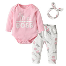 Load image into Gallery viewer, 3Pcs Newborn Baby Girl Clothes Set Cartoon Rabbit Pattern Long Sleeve T-shirt+Casual Pants+Headband Infant Clothing Outfits
