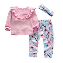 Load image into Gallery viewer, 3Pcs Newborn Baby Girl Clothes Set Cartoon Rabbit Pattern Long Sleeve T-shirt+Casual Pants+Headband Infant Clothing Outfits
